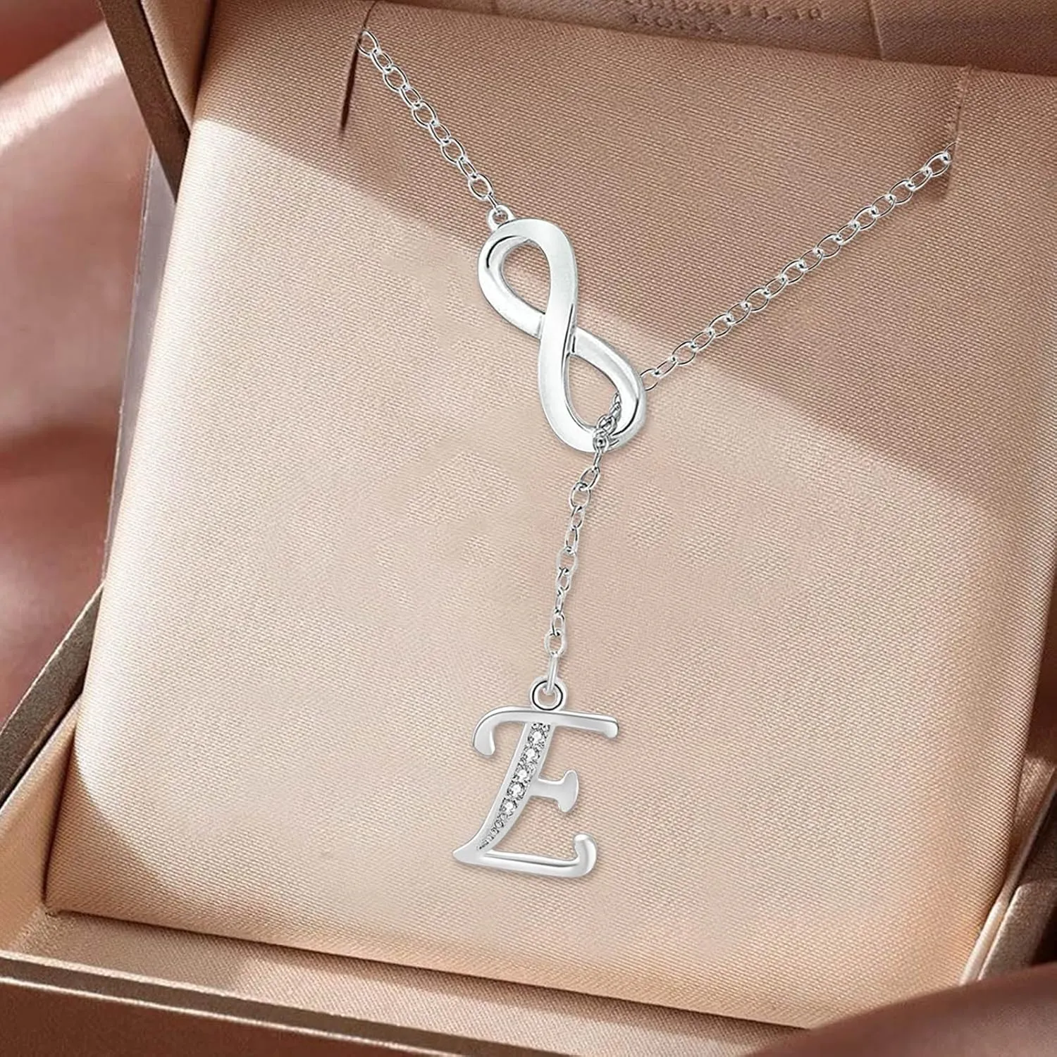 Initial Necklace For Women 8 Shape Diamond Necklace White Gold Heart Necklace Silver Necklaces For Women Letter Necklace For Women Necklaces For Teen Girls Jewelry