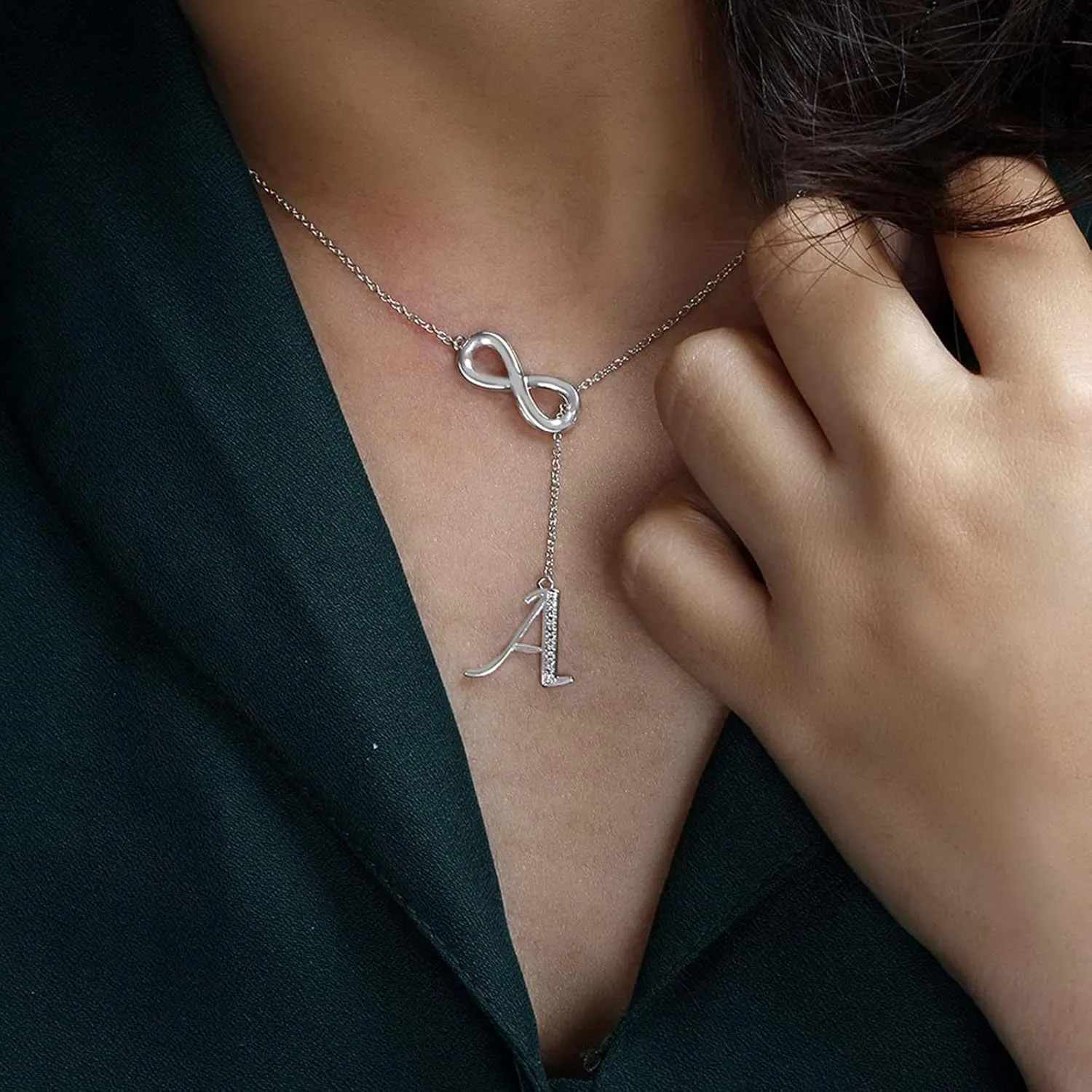 Initial Necklace For Women 8 Shape Diamond Necklace White Gold Heart Necklace Silver Necklaces For Women Letter Necklace For Women Necklaces For Teen Girls Jewelry