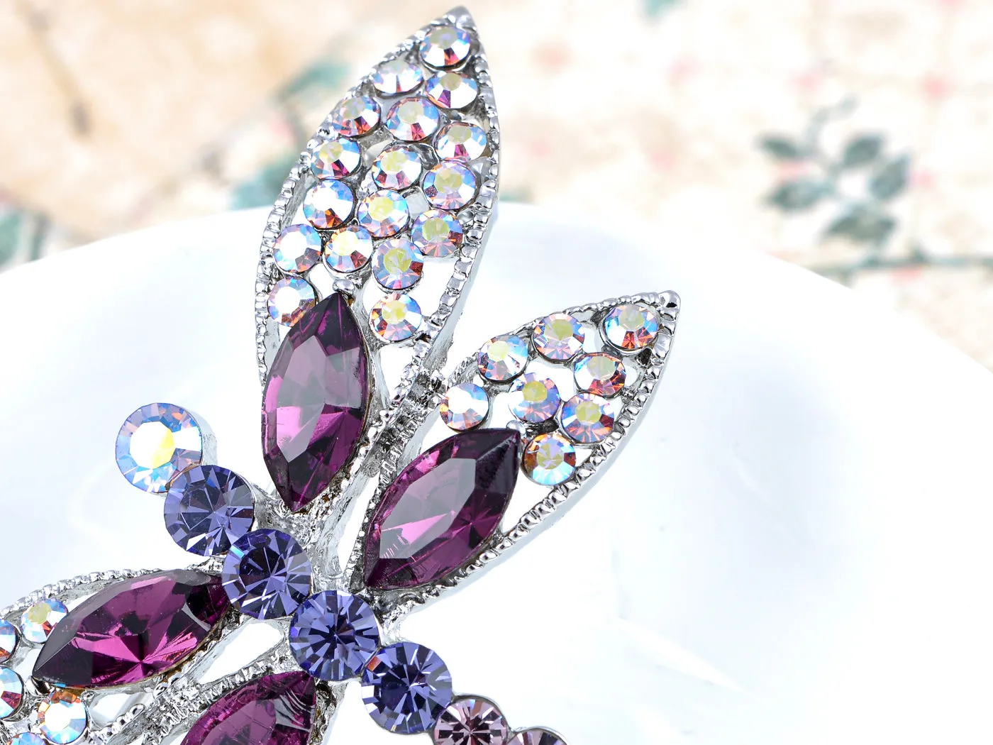 Iridescent Multi Colorful Dragonfly Brooch Pin