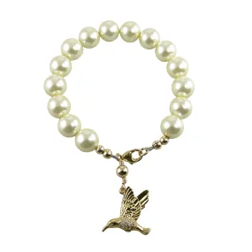 Ivory Swarovski Pearl Bracelet, Cream Pearl Hummingbird Bracelet