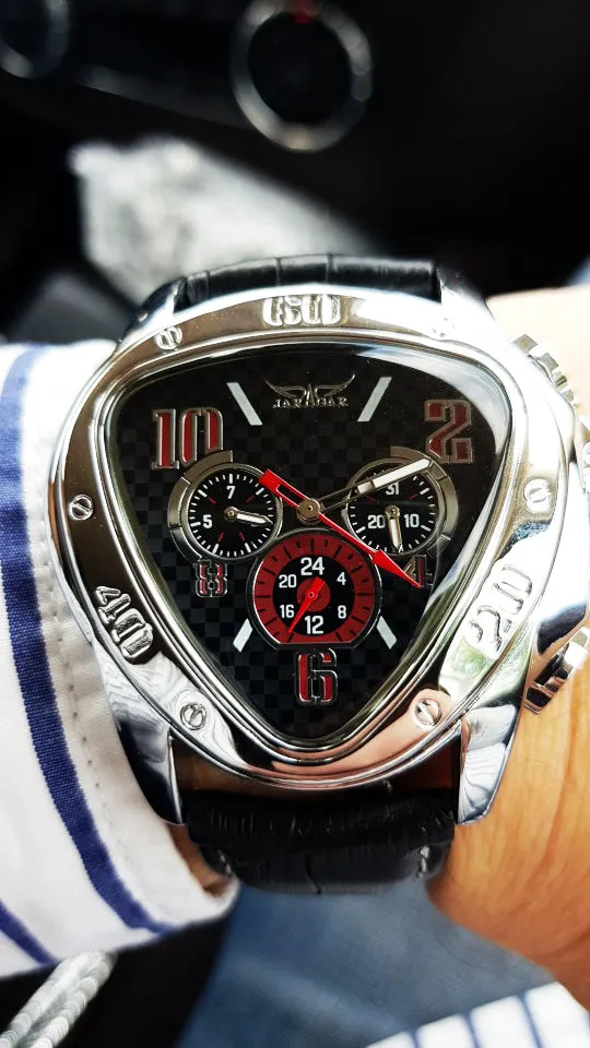 Jaragar Luxury Mechanical Automatic Men Watch Triangle 3 Dial Men Chic Fashion Sport Wristwatch