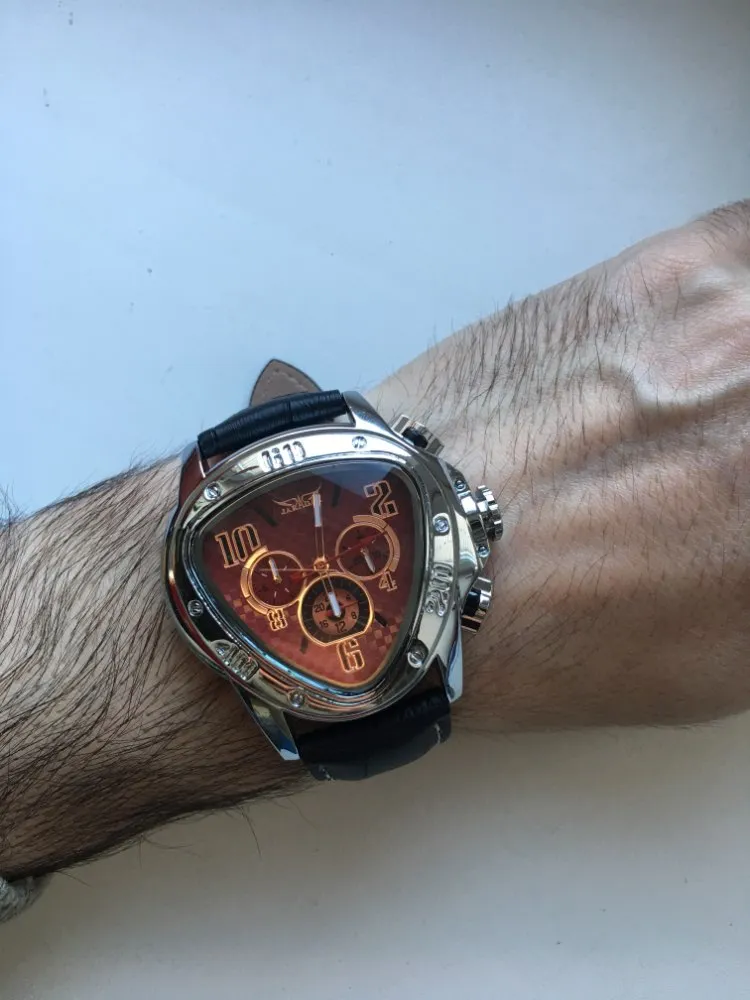 Jaragar Luxury Mechanical Automatic Men Watch Triangle 3 Dial Men Chic Fashion Sport Wristwatch