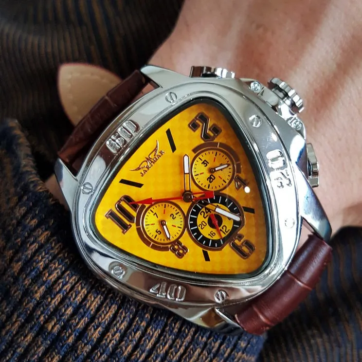 Jaragar Luxury Mechanical Automatic Men Watch Triangle 3 Dial Men Chic Fashion Sport Wristwatch