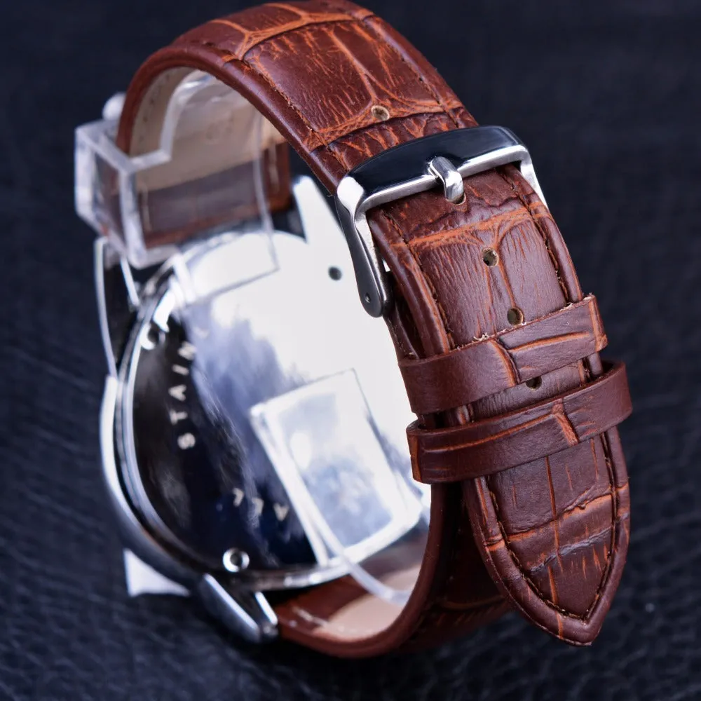 Jaragar Luxury Mechanical Automatic Men Watch Triangle 3 Dial Men Chic Fashion Sport Wristwatch