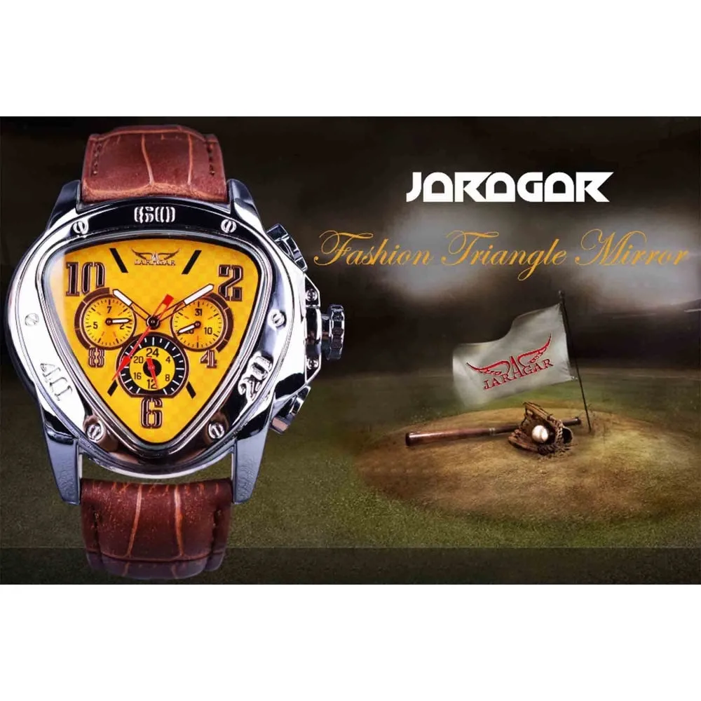 Jaragar Luxury Mechanical Automatic Men Watch Triangle 3 Dial Men Chic Fashion Sport Wristwatch
