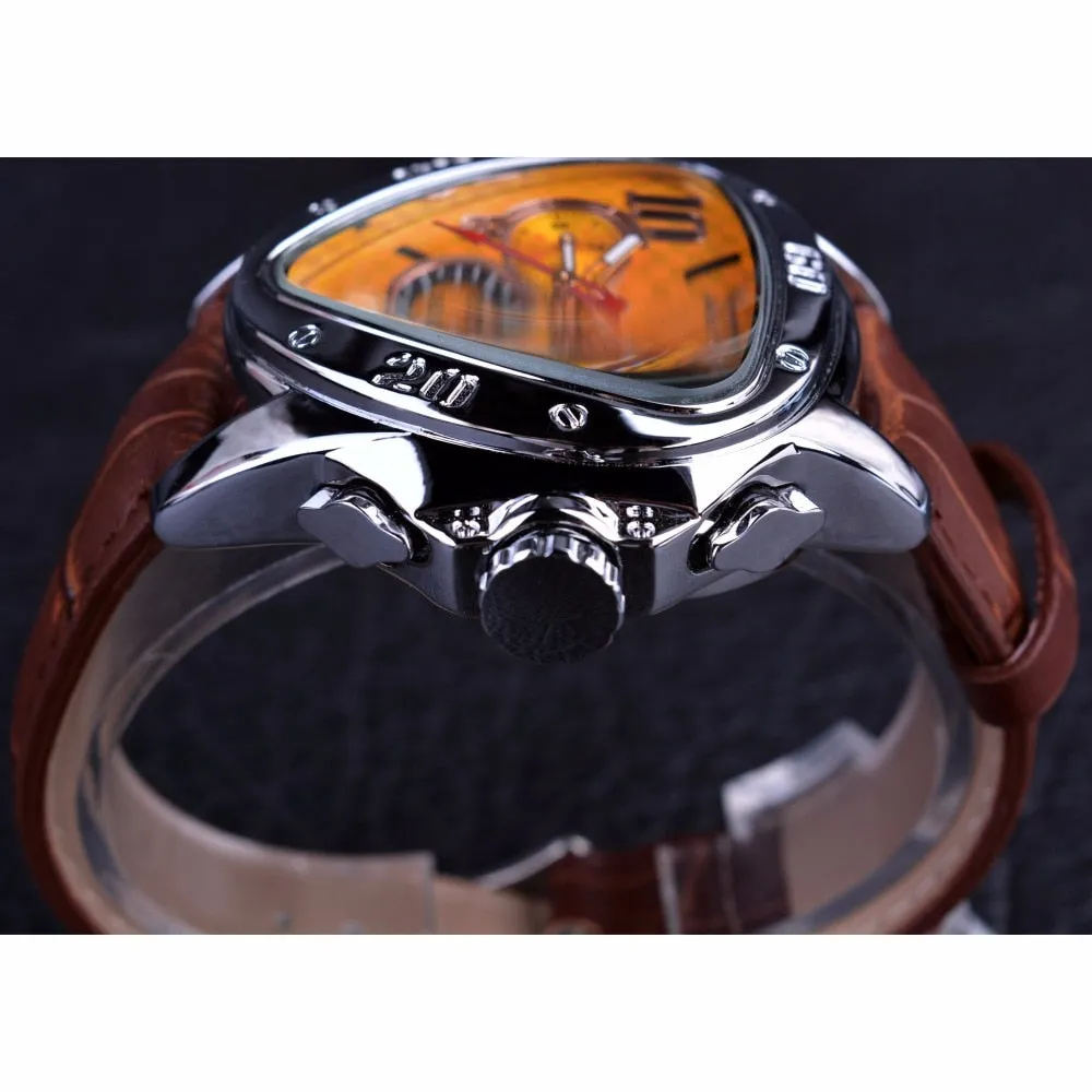 Jaragar Luxury Mechanical Automatic Men Watch Triangle 3 Dial Men Chic Fashion Sport Wristwatch