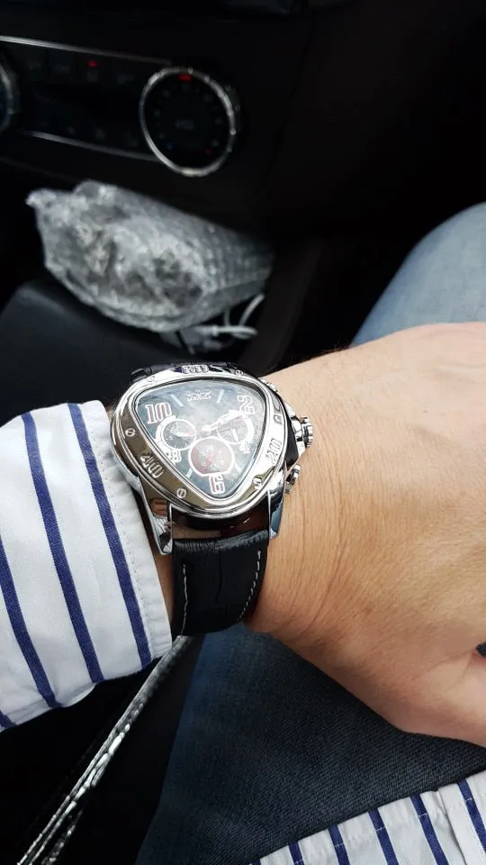 Jaragar Luxury Mechanical Automatic Men Watch Triangle 3 Dial Men Chic Fashion Sport Wristwatch