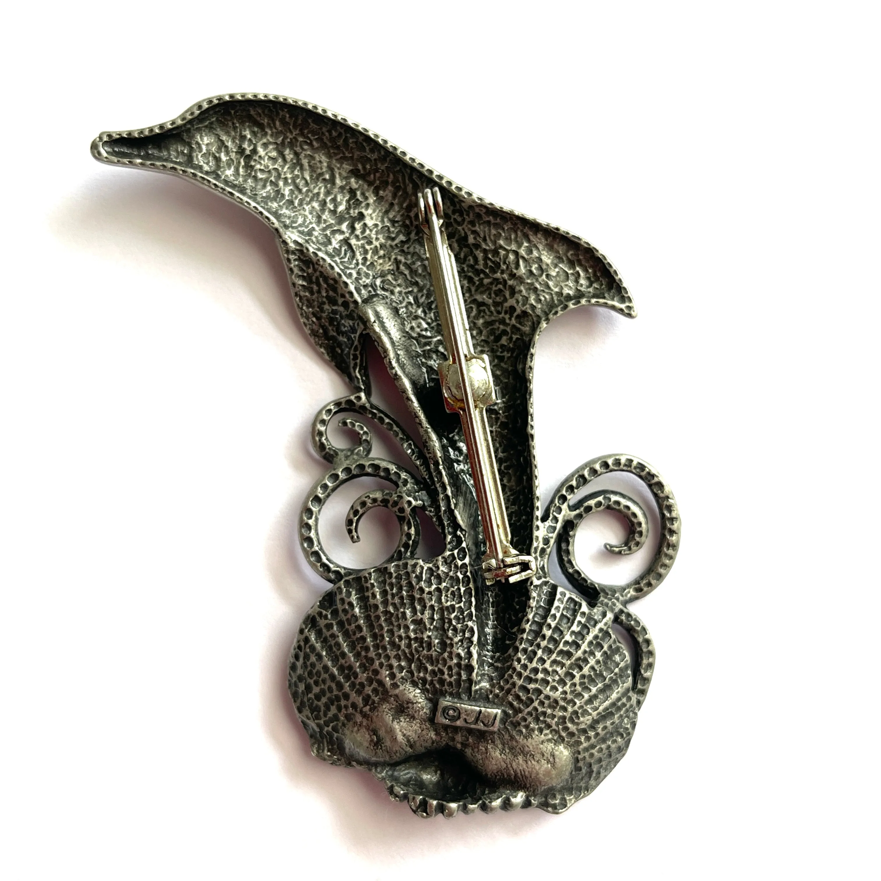 JJ Jonette Signed Dolphin Brooch USA