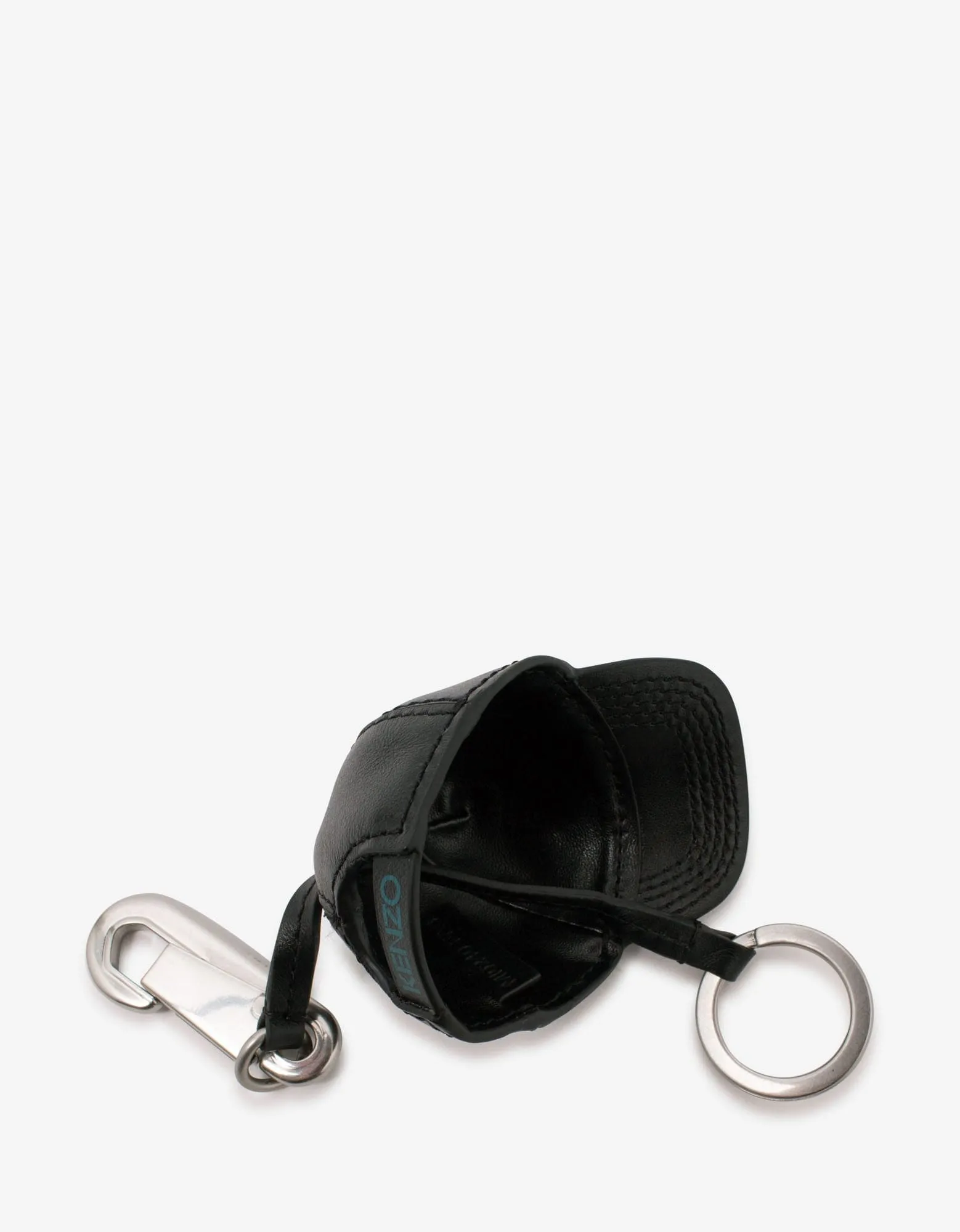 Kenzo Black Tiger Cap Leather Keychain