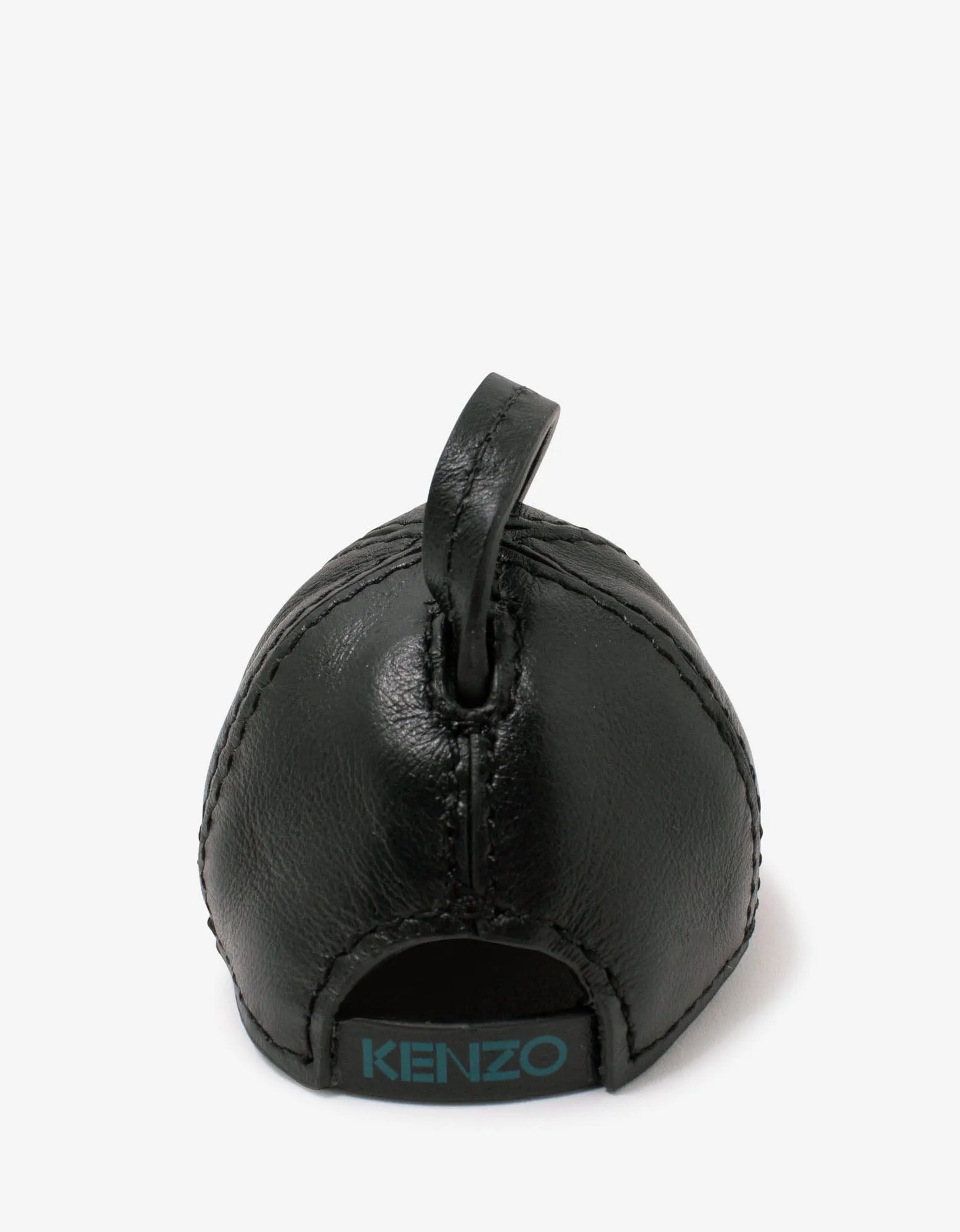 Kenzo Black Tiger Cap Leather Keychain