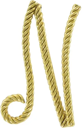 Large Initial Letter "N" Brooch Pin Cursive Script Gold Tone Rope 2 1/2" Fashion Brooch for Women Trendy Accessories for Women Stylish Additions