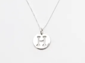 Letter H Pendant - Disc Letter Necklace - Alphabet Letter Necklace