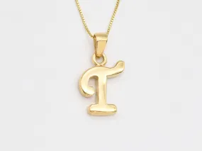 Letter T Gold Pendant - Alphabet Letter Necklace - Initial Letter T Necklace