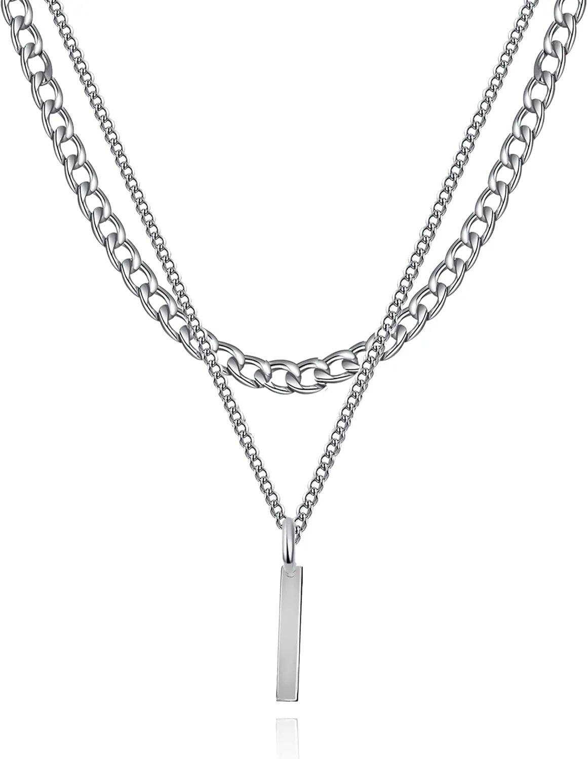 Long tiantian Silver Layered Initial Necklaces for Women Gifts Trendy Stuff Silver Gold Paperclip Link Chain Necklace Coin Letter Pendant Choker Toggle Clasp