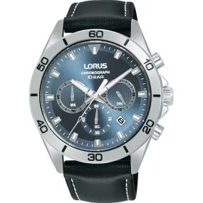 lorus quartz chronograph gents stainless steel black dial bracelet watch