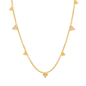 Luxurious Minimalist Triangle Zircon Collarbone Necklace in Gold Plated Titanium Steel
