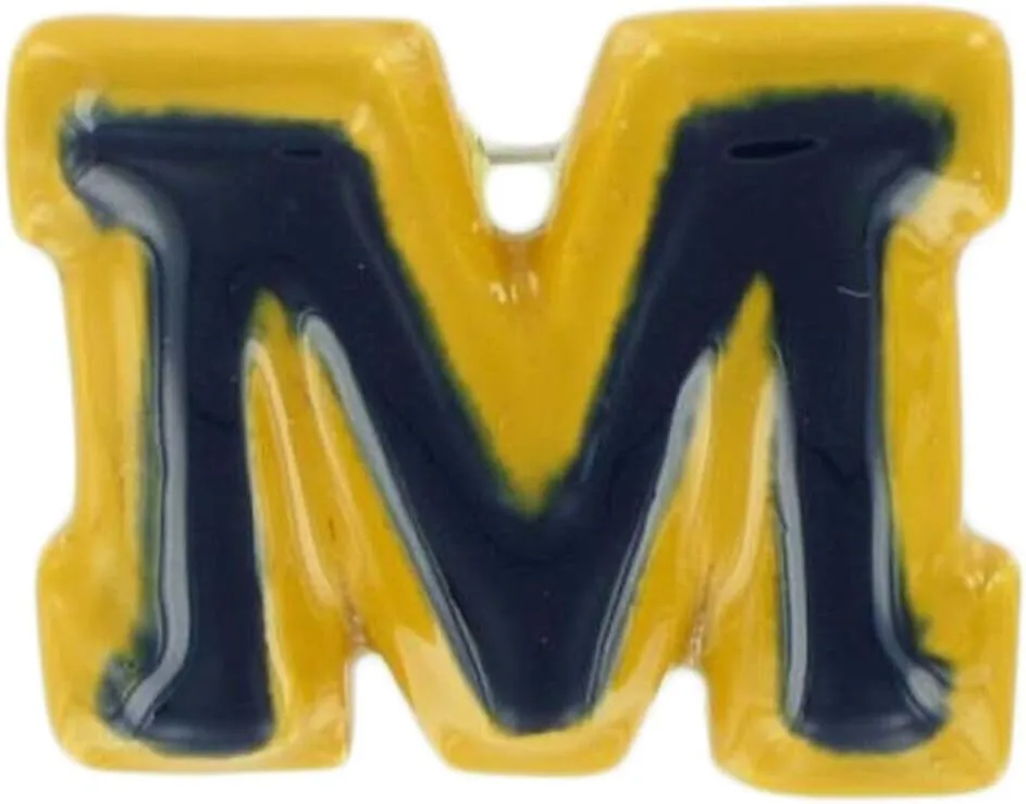 M Blue Initial Pin Brooch Alphabet Letter Ceramic Varsity 1" Fashion Brooch for Women Trendy Accessories for Women Stylish Additions