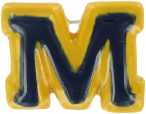 M Blue Initial Pin Brooch Alphabet Letter Ceramic Varsity 1" Fashion Brooch for Women Trendy Accessories for Women Stylish Additions