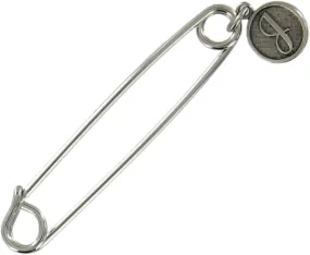 Made in Safety Pin Brooch Silver Tone Initial Letter J End Fashion Brooch for Women Trendy Accessories for Women Stylish Additions
