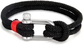 Men Black Stainless Steel U shape Survival Bracelet Outdoor Camping Rescue Emergency Shackle Rope Bracelet For Women