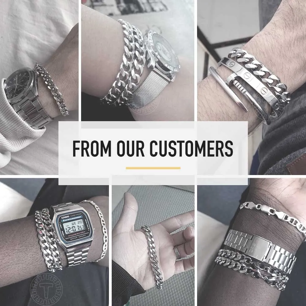 Men Chain Bracelet | Curb Chain Bracelet | 3-11mm Chain Bracelets | Cuban Chain Bracelet | Silver Black Gold Bracelet | Link Chain Bracelet