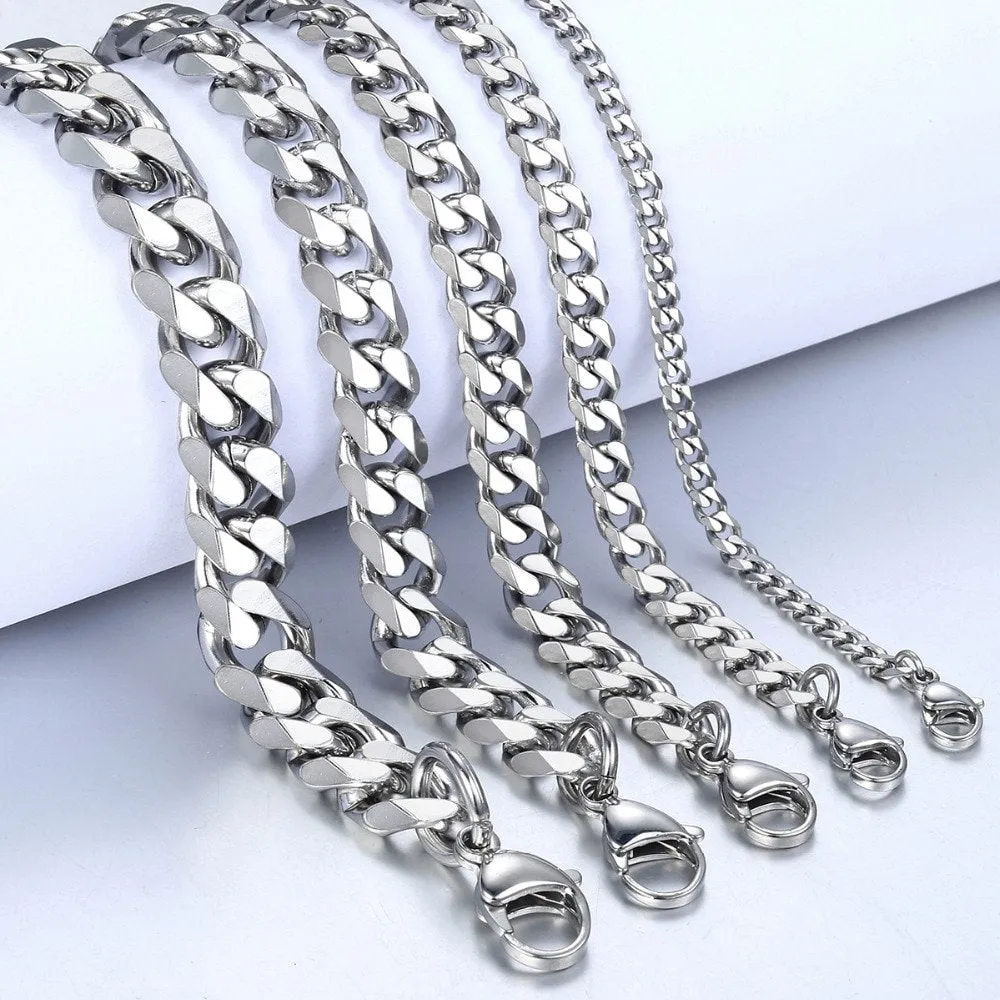 Men Chain Bracelet | Curb Chain Bracelet | 3-11mm Chain Bracelets | Cuban Chain Bracelet | Silver Black Gold Bracelet | Link Chain Bracelet