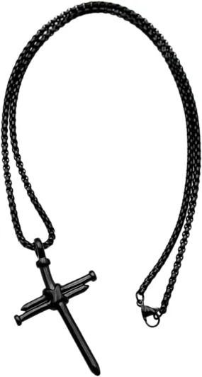 Men Cross Pendant Necklace Electroplated Chain Unique Punk Design Cross Necklace for Men Long