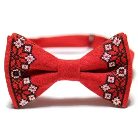 Men's Embroidered Bowtie- Red