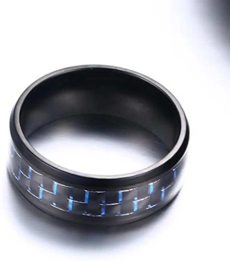 Men's Wedding Bands Classic 8MM Tungsten Carbon Fiber Titanium Steel Forever Love Promise Rings for Him High Polish Comfort Fit Size 7-12