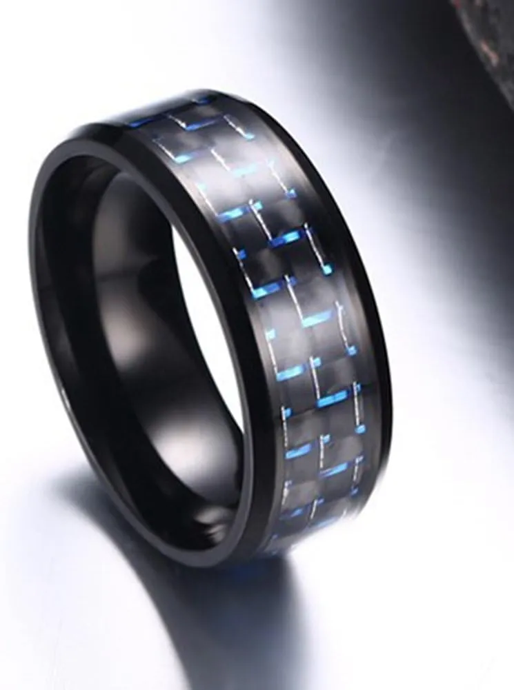 Men's Wedding Bands Classic 8MM Tungsten Carbon Fiber Titanium Steel Forever Love Promise Rings for Him High Polish Comfort Fit Size 7-12
