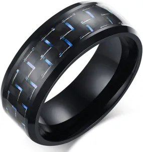 Men's Wedding Bands Classic 8MM Tungsten Carbon Fiber Titanium Steel Forever Love Promise Rings for Him High Polish Comfort Fit Size 7-12