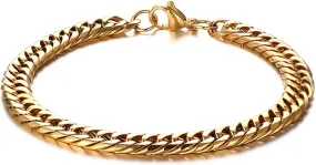 Metal Bracelets for Men Gold, Bangle Bracelets Titanium-and-Stainless-Steel Bangle Bracelets for Men 21.5cm