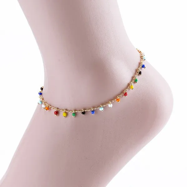 MULTI COLOR BEADED ANKLET BRACELET