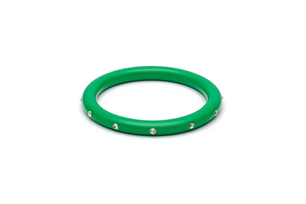 Narrow Green Diamante Bangle
