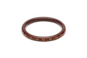 Narrow Walnut Carved Duchess Bangle