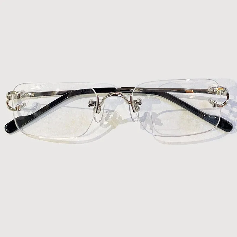 New Fashion Rimless Glasses for Men Vintage Classic Metal Optical Spectacles Frame Unisex Eyeglasses