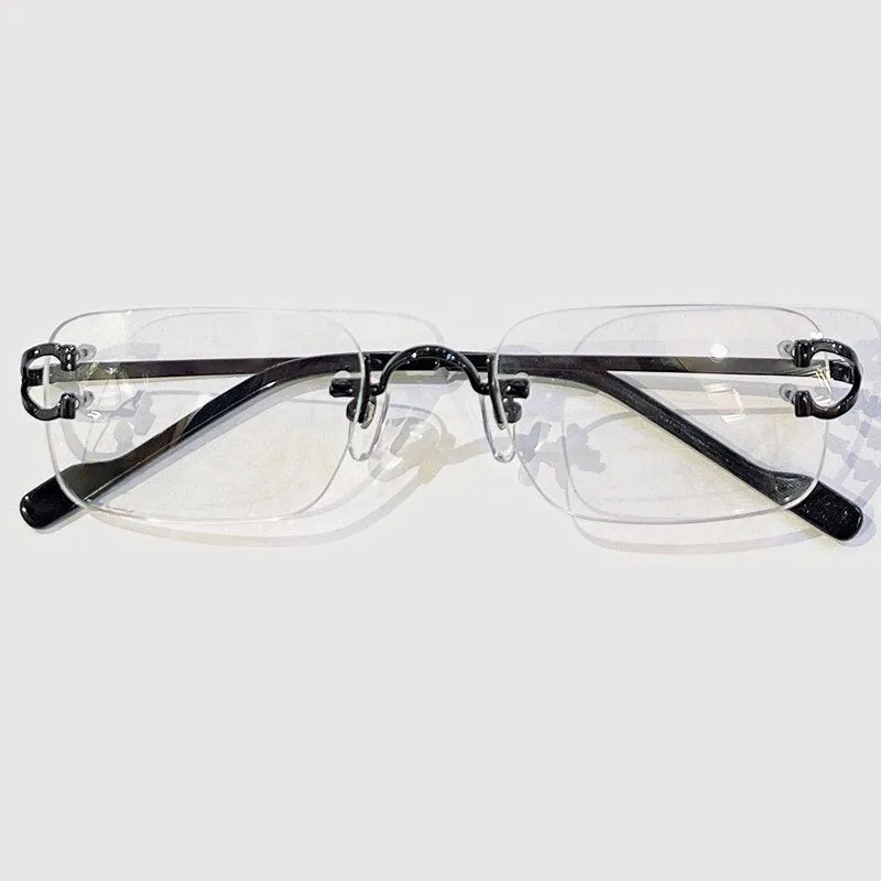 New Fashion Rimless Glasses for Men Vintage Classic Metal Optical Spectacles Frame Unisex Eyeglasses