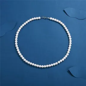 ONLYJUMP 8mm Luxval Pearl Necklaces Choker for Women Pearl Choker Necklace Strands Short Tiny Adjustable Chain Handmade Vintage Jewelry
