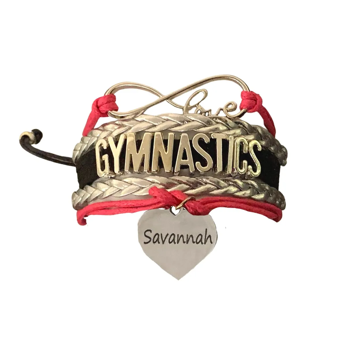 Personalized Gymnastics Bracelet with Engraved Name Charm- Girls Gymnastics Infinity Charm Bracelet- Gymnastics Jewelry for Gymnast & Teams - Gymnastics Gift