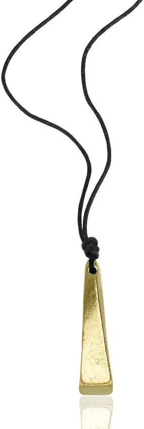 POMINA Minimalist Leather Cord with Triangle Weight Gold Bar Pendant Long Necklaces for Women Men