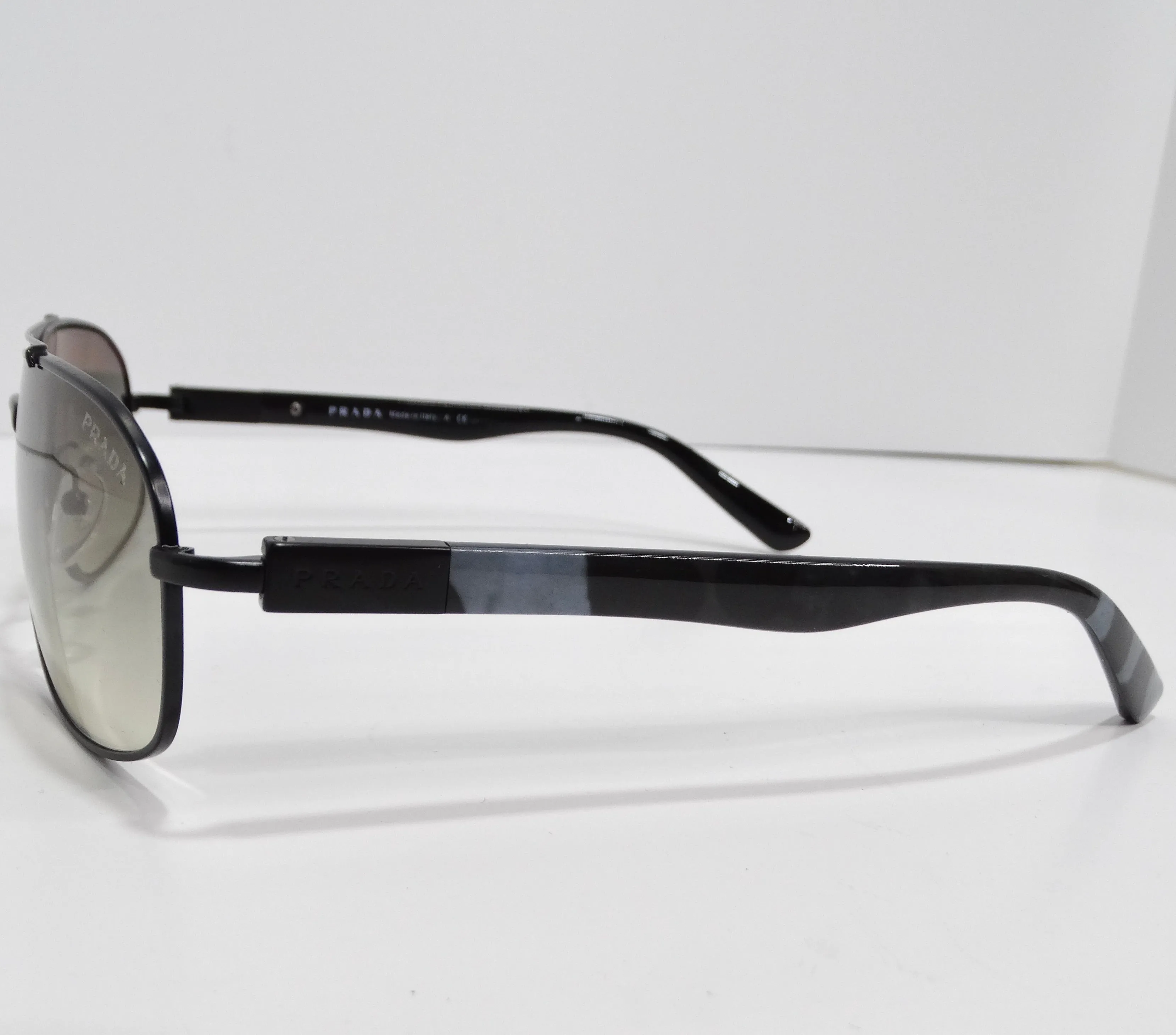 Prada 1990s Black & Blue Tortoise Aviator Sunglasses