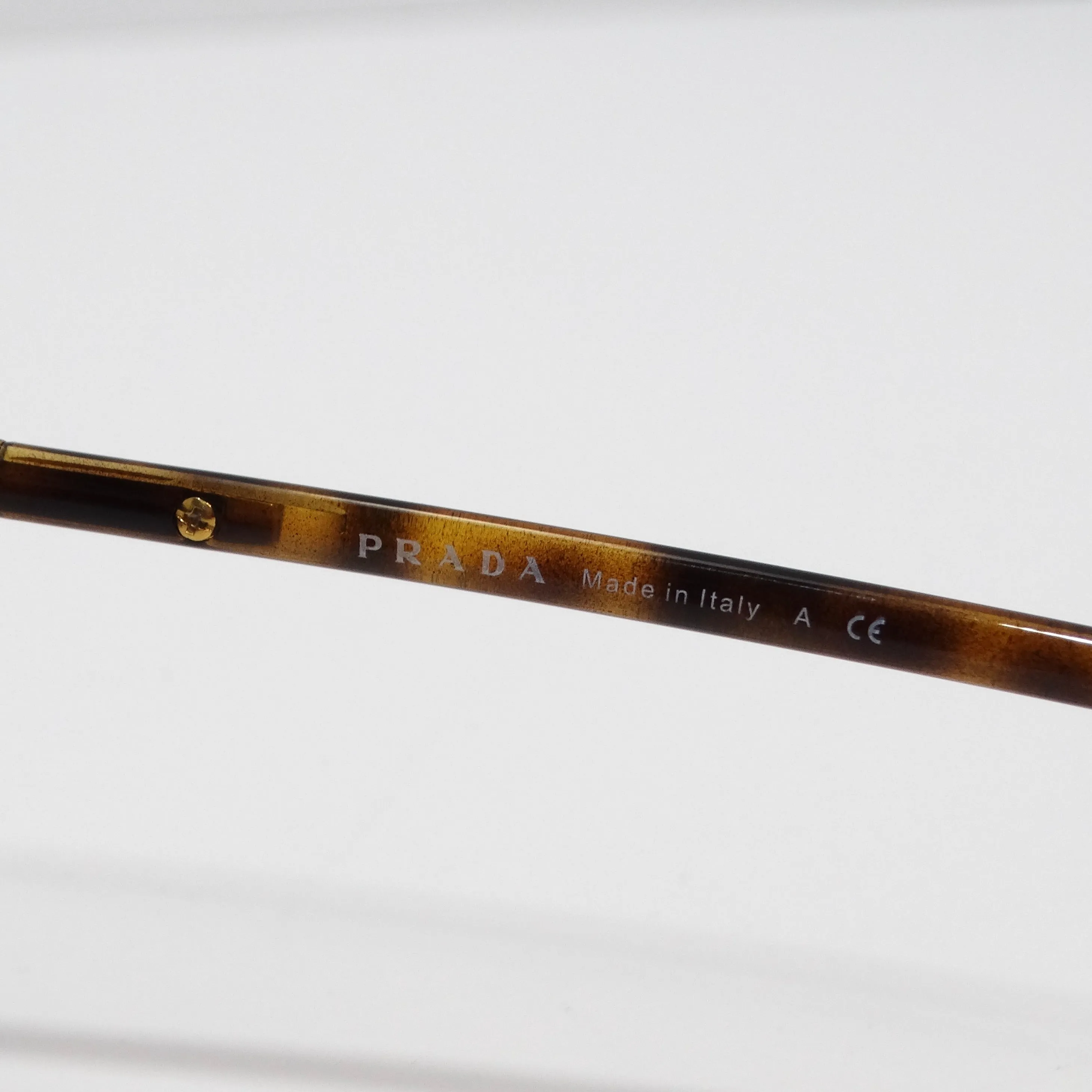 Prada 1990s Gold Tone Tortoise Shell Aviator Sunglasses