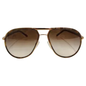 Prada 1990s Gold Tone Tortoise Shell Aviator Sunglasses