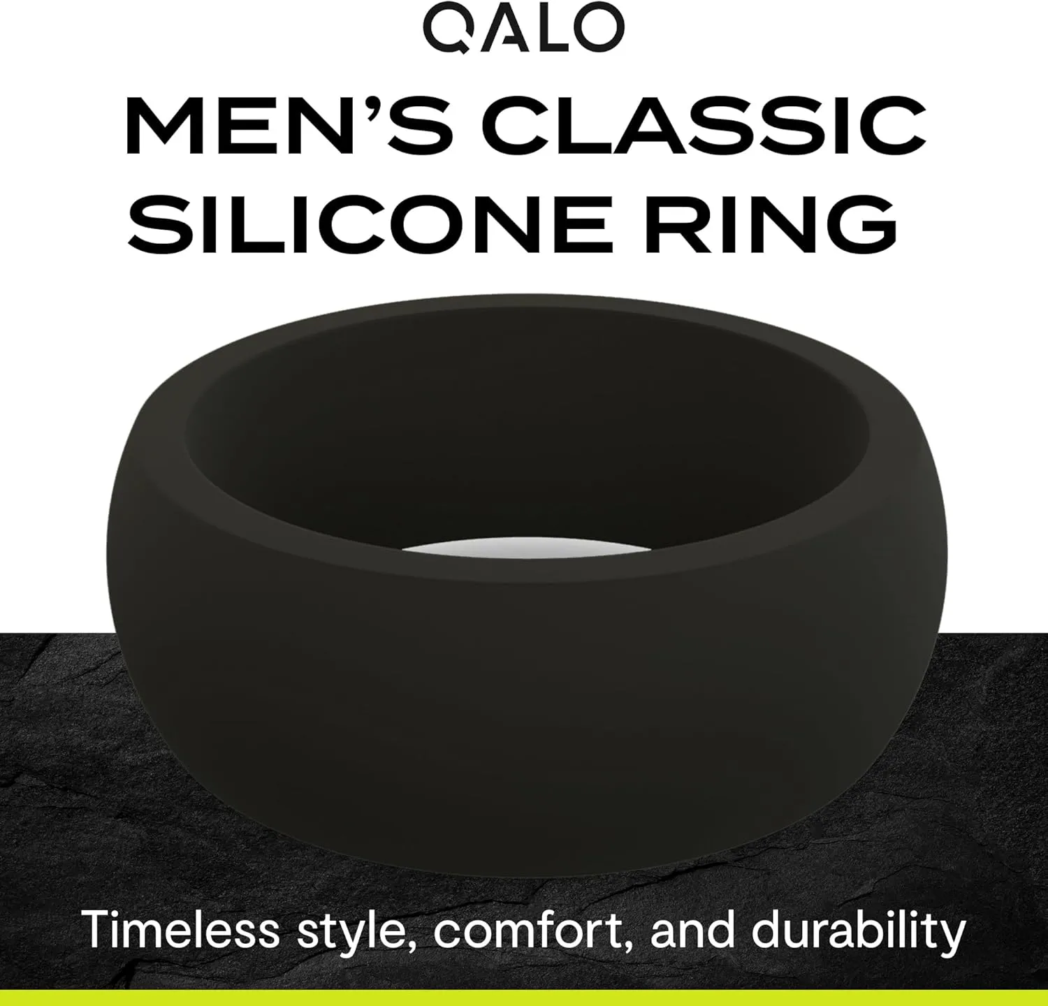 QALO Men's Classic Silicone Wedding Ring - Durable, Breathable & Comfortable