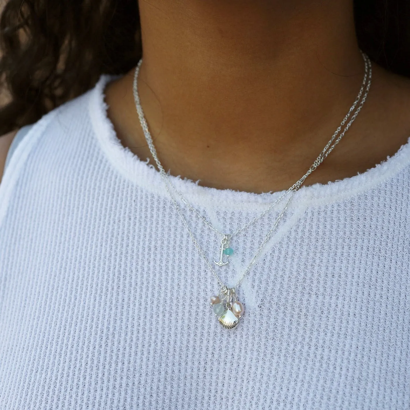 "Go Into The World And Do Good" Charm Necklace with Anchor & Apatite