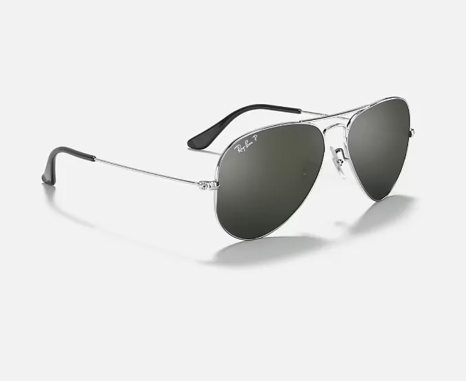 RAY-BAN Aviator Large Metal Mirror Sunglasses (Silver w/ Grey Mirror)