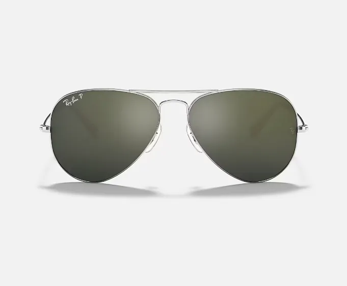 RAY-BAN Aviator Large Metal Mirror Sunglasses (Silver w/ Grey Mirror)