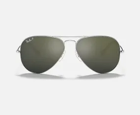 RAY-BAN Aviator Large Metal Mirror Sunglasses (Silver w/ Grey Mirror)