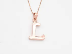 Rose Gold Letter L Pendant - Alphabet Letter Necklace-  Initial L Necklace
