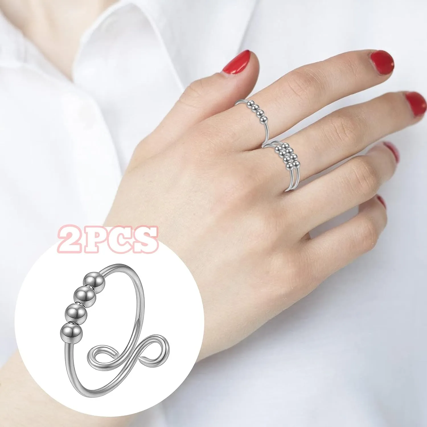 Rotatable Relieving Stress Ring for Women Men Adjustable Opening Rings Titanium Steel Eternal Ring Jewelry Gift